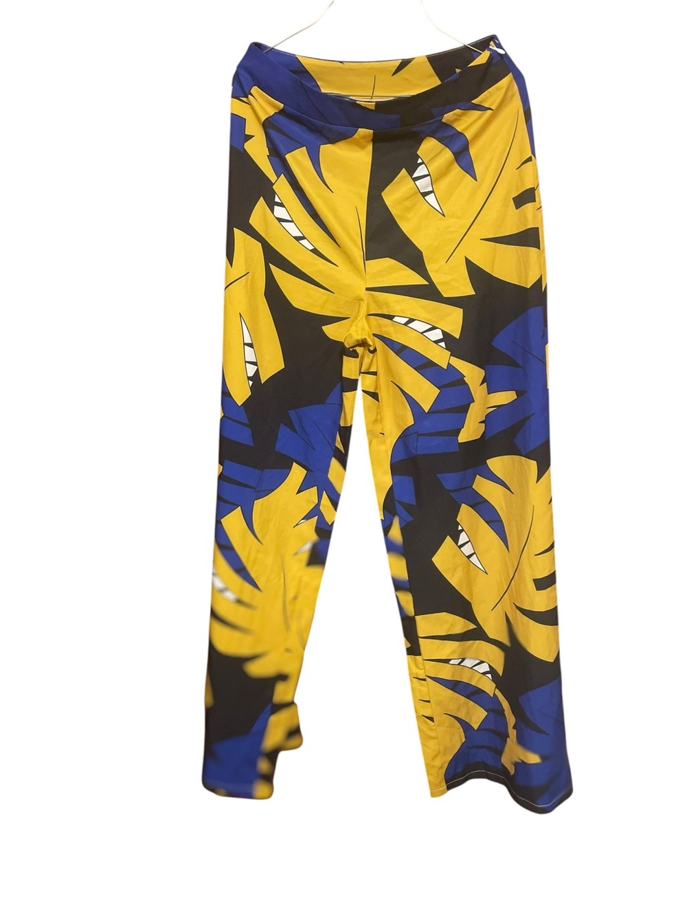 SHEIN Yellow & Blue Tropical Leaf Leggings